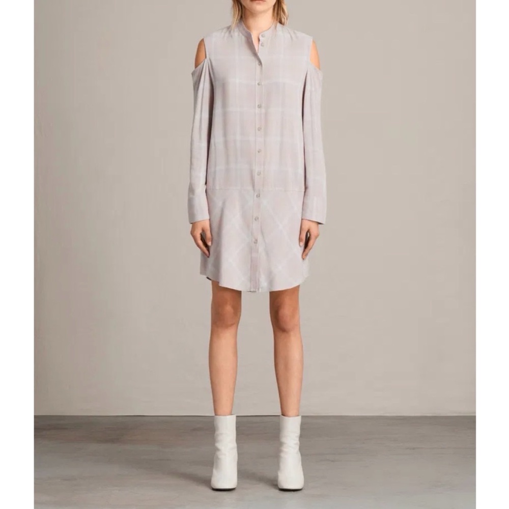 All Saints Light Gray Cold Shoulder Dress